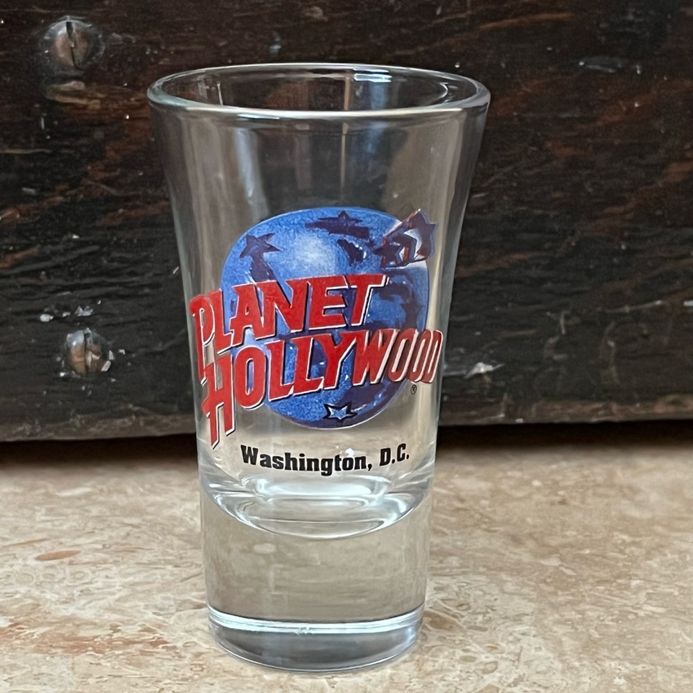 Planet Hollywood Tall Shot Glass Washington D.C. Bar Souvenir Keepsake